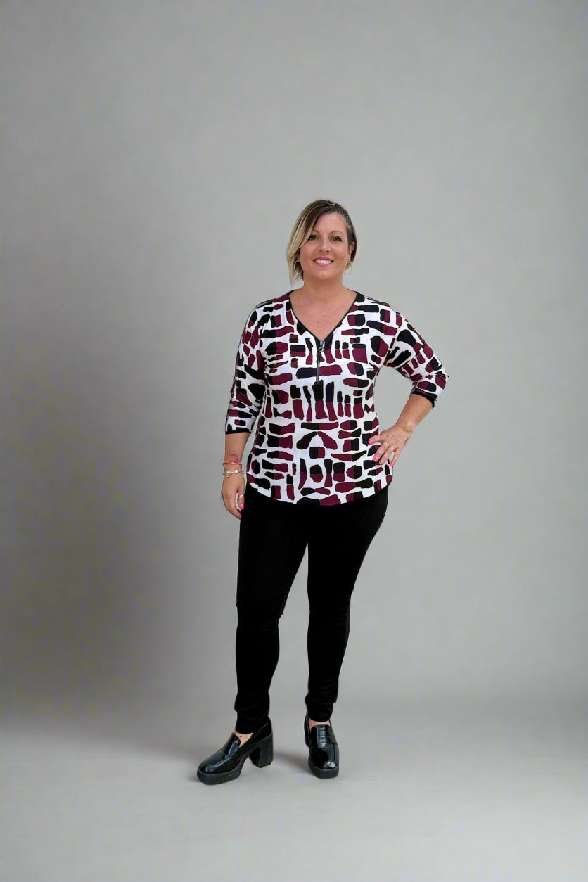 Blusa Estampa Paisley Feminina Manga 3 Quartos