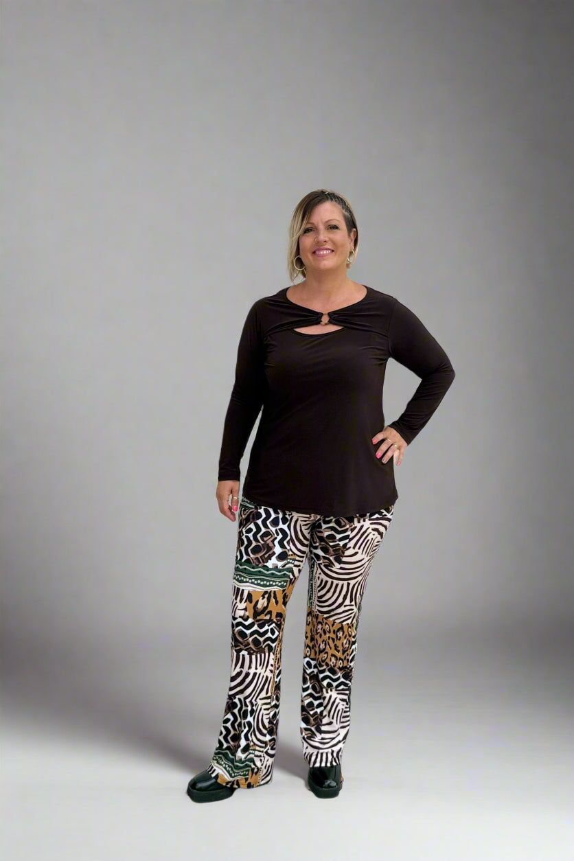 Plus Size Comfort Animal Geometric Print Wide Pants