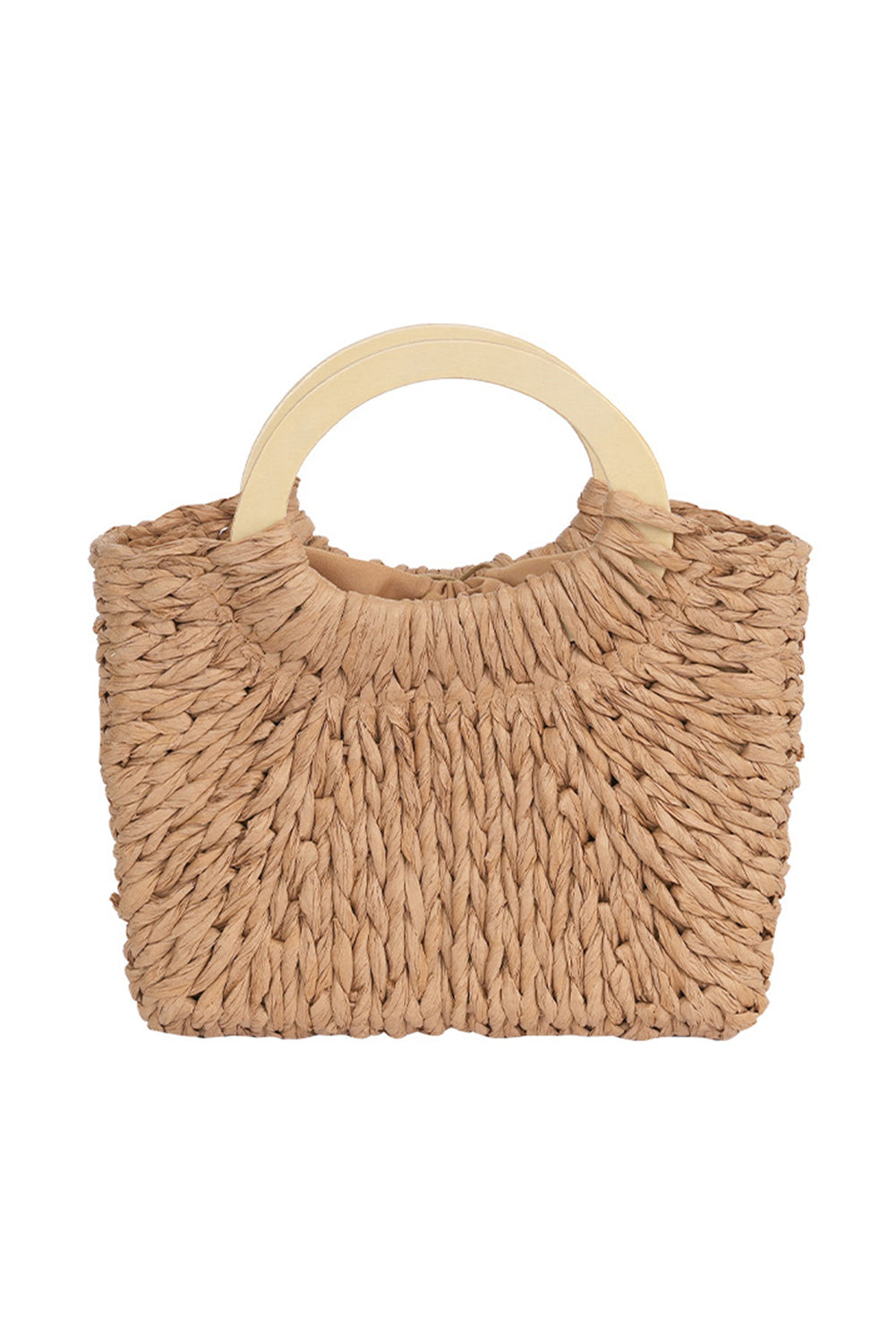 Bolsa de praia estilo vintage Shewin em palha trançada com alças arredondadas claras