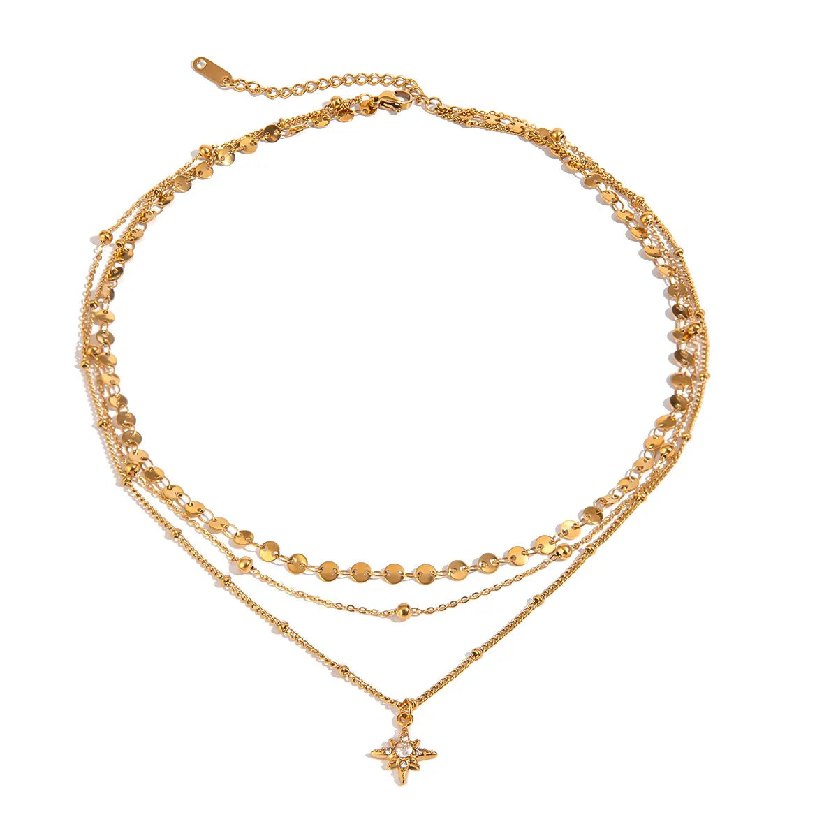 Colar com pendente de estrela banhado a ouro de 18K em camadas delicadas da Trendsi