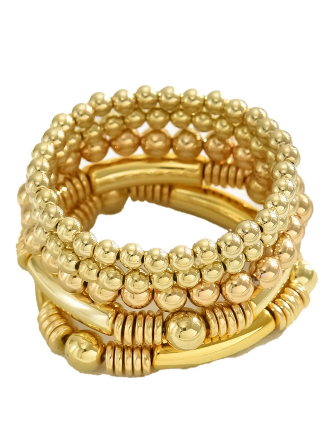 Conjunto de pulseiras delicadas de contas douradas da Trendsi com design elegante e sofisticado