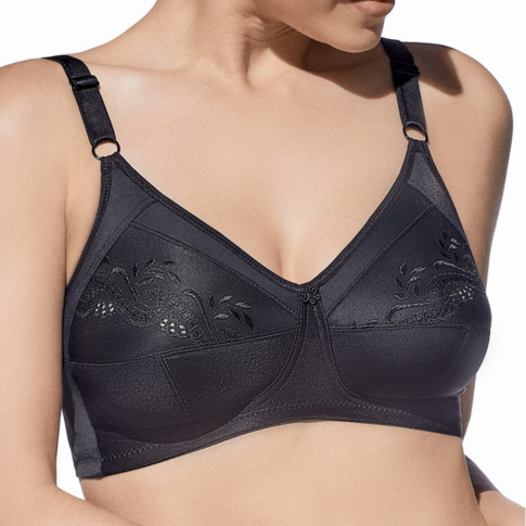 Sutiã Barbara com sustentação reforçada em preto da marca Selene com detalhes bordados