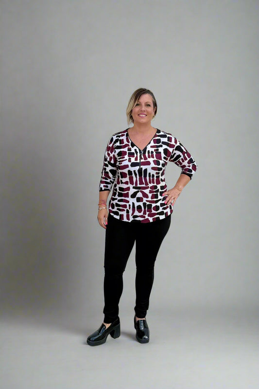 Blusa Estampa Paisley Feminina Manga 3 Quartos