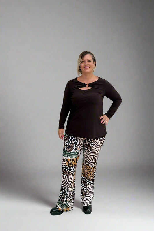 Plus Size Comfort Animal Geometric Print Wide Pants