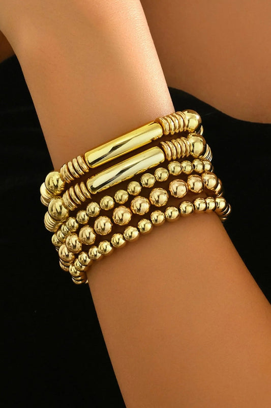 Conjunto de pulseiras delicadas de contas douradas brilhantes da Trendsi para mulheres